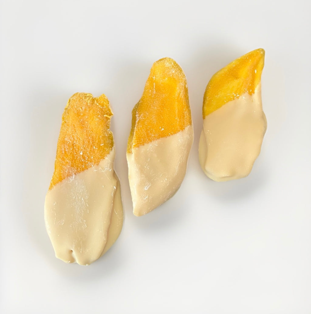 Getrocknete Mango mit Weißer-Schokolade