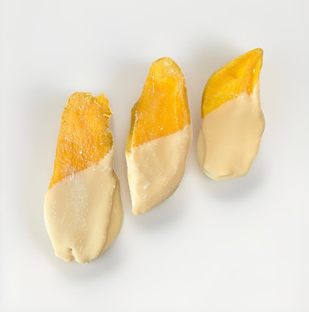 Getrocknete Mango mit Weißer-Schokolade