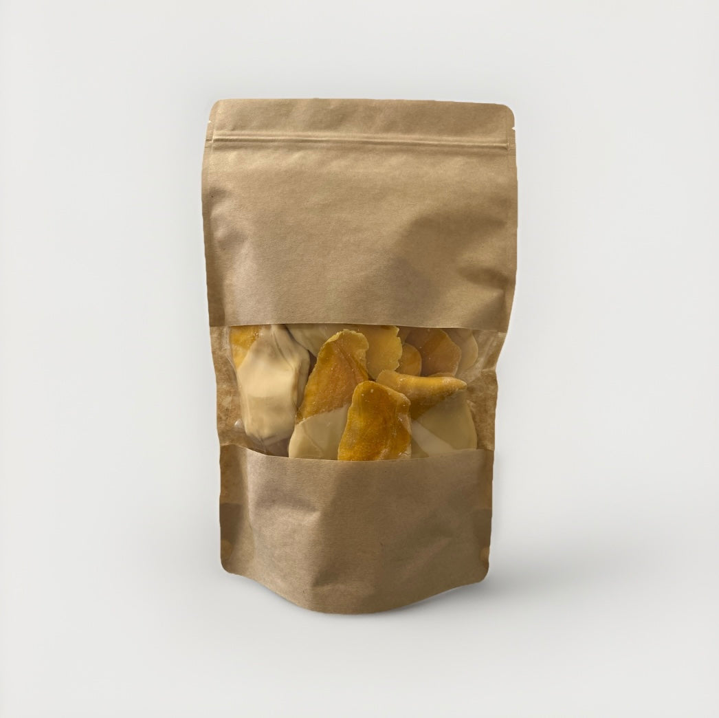 Getrocknete Mango mit Weißer-Schokolade